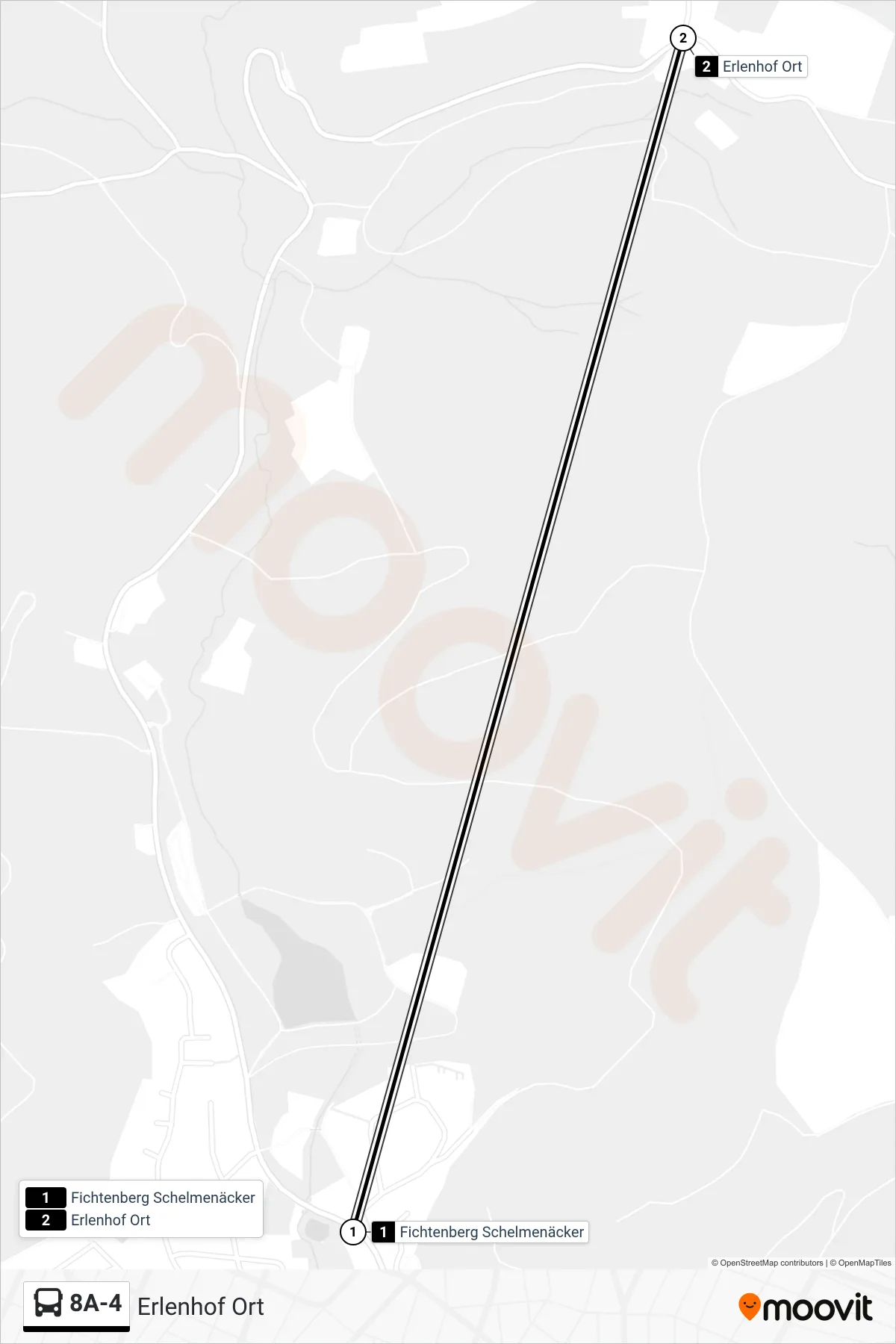 Linie 8A-4 (Bus) Richtung Erlenhof Ort: Route und Haltestellen auf der Karte