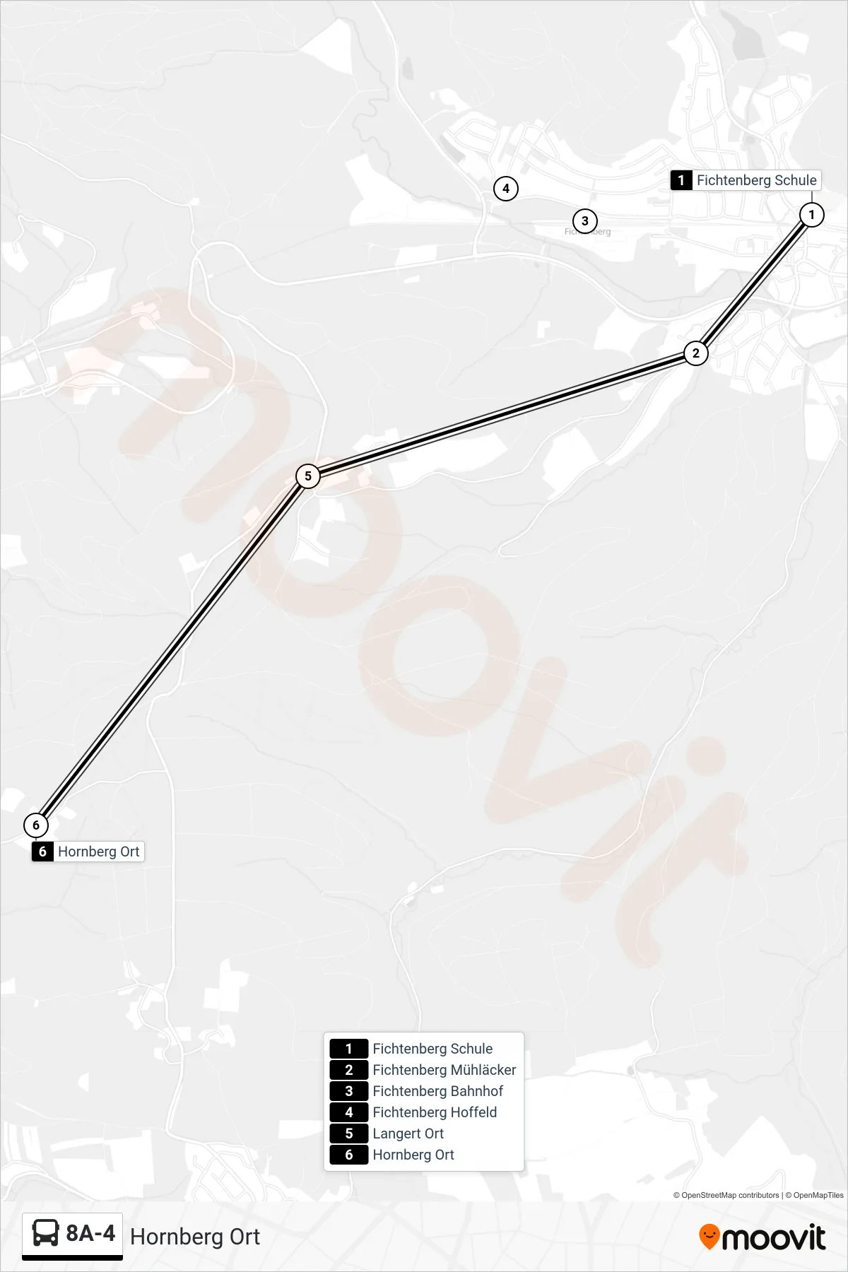 Linie 8A-4 (Bus) Richtung Hornberg Ort: Route und Haltestellen auf der Karte