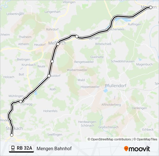 Поезд RB 32A: карта маршрута