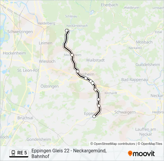 RE 5 Train Line Map