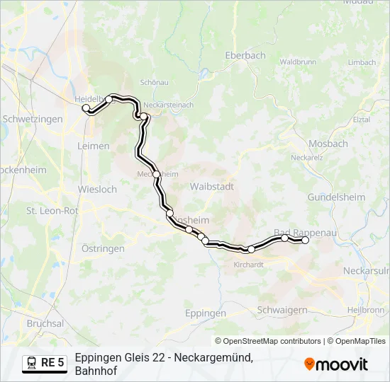 RE 5 Train Line Map