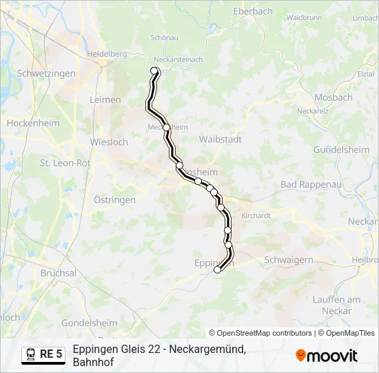 RE 5 Train Line Map