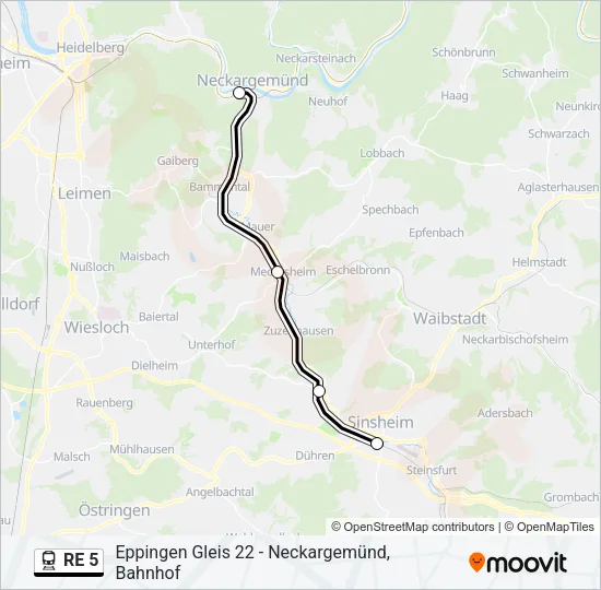 RE 5 Train Line Map