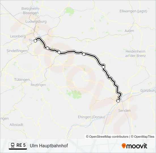 RE 5 Train Line Map