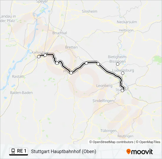 RE 1 Train Line Map