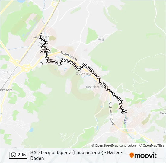 205 Bus Line Map