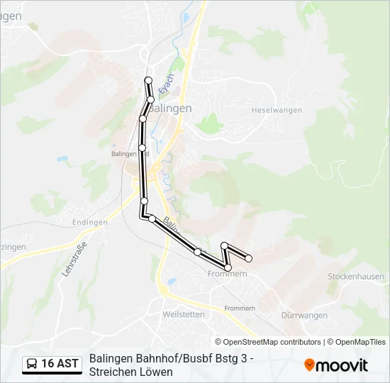 Автобус 16 AST: карта маршрута