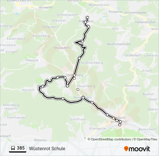 385 Bus Line Map