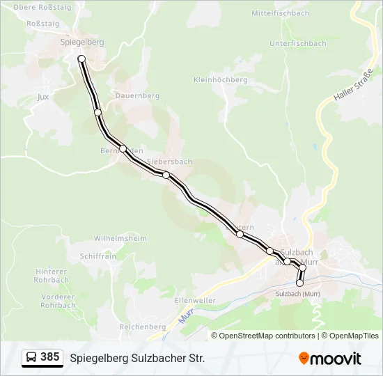 385 Bus Line Map