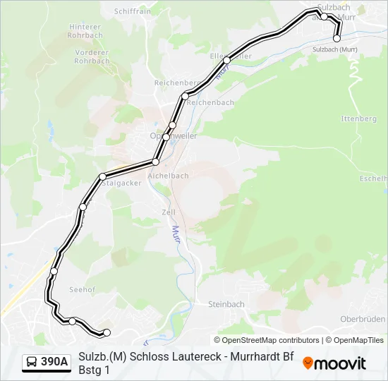 390A Bus Line Map