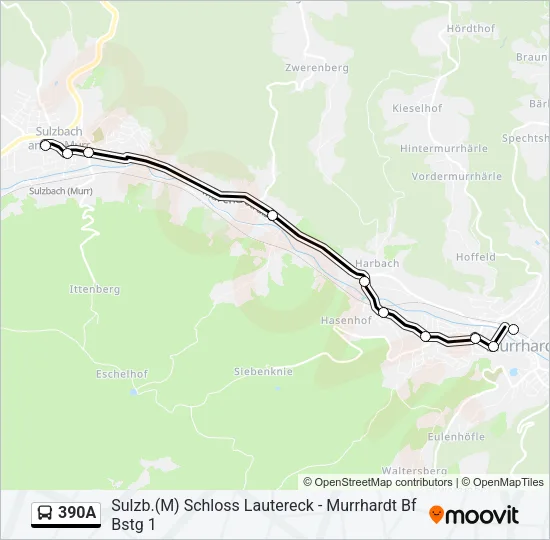 390A Bus Line Map