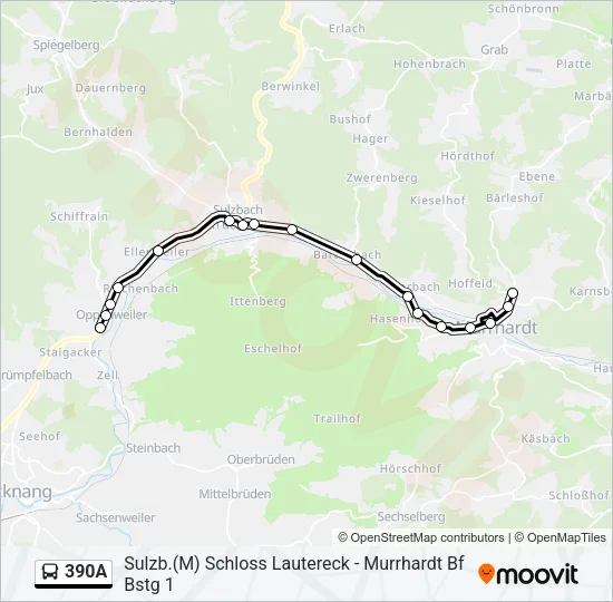 390A Bus Line Map