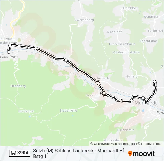 390A Bus Line Map