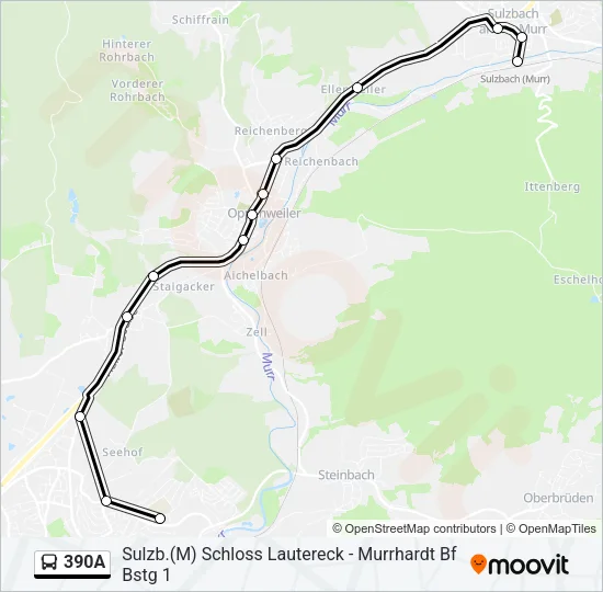 390A Bus Line Map