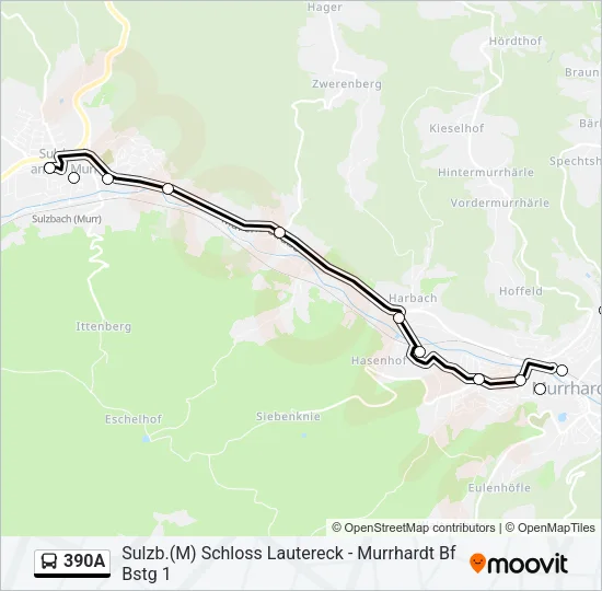 390A Bus Line Map
