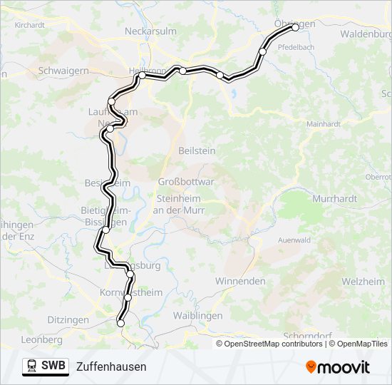 Поезд SWB: карта маршрута