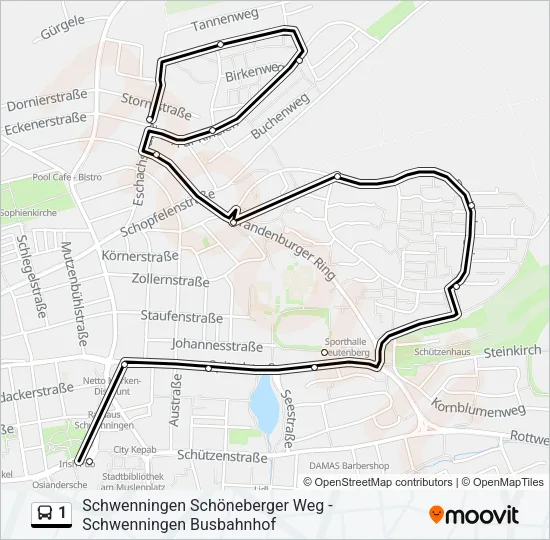 1 Bus Line Map