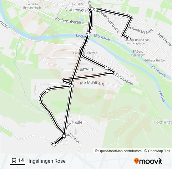 14 Bus Line Map