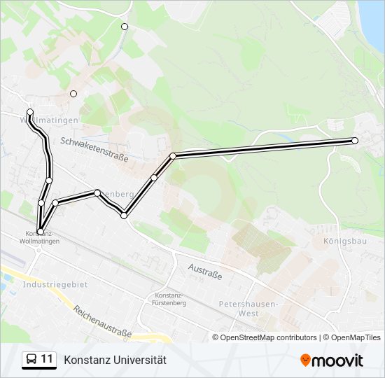 Автобус 11: карта маршрута