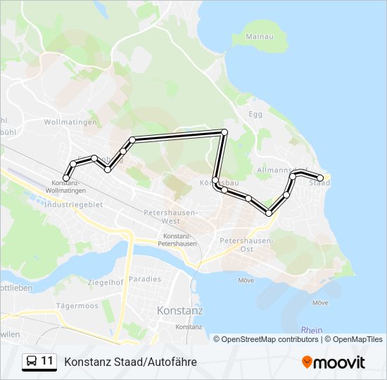 Автобус 11: карта маршрута