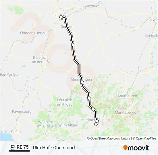 RE 75 Train Line Map