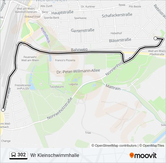 Автобус 302: карта маршрута