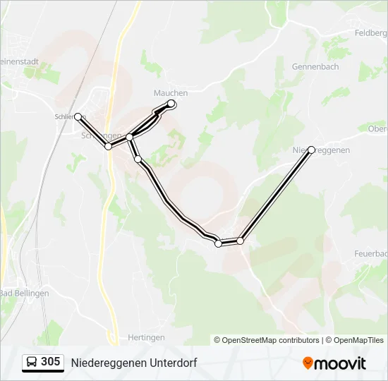 305 Bus Line Map