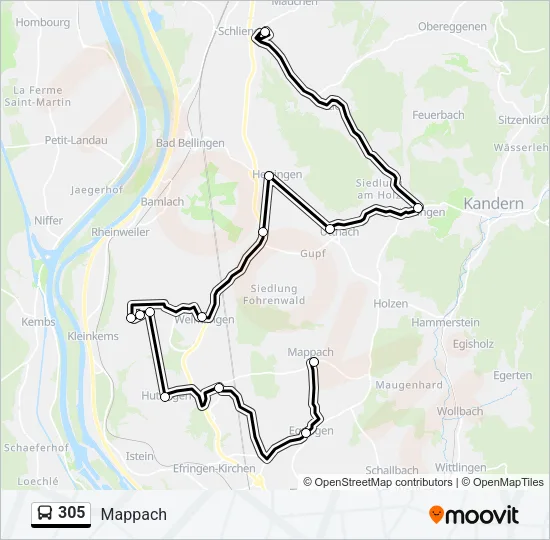 305 Bus Line Map