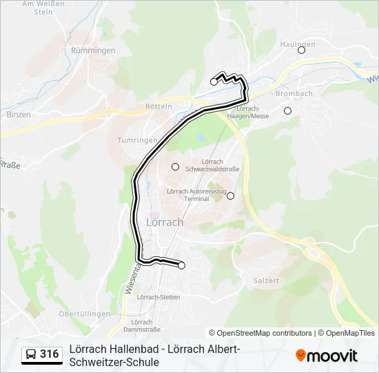 316 Bus Line Map