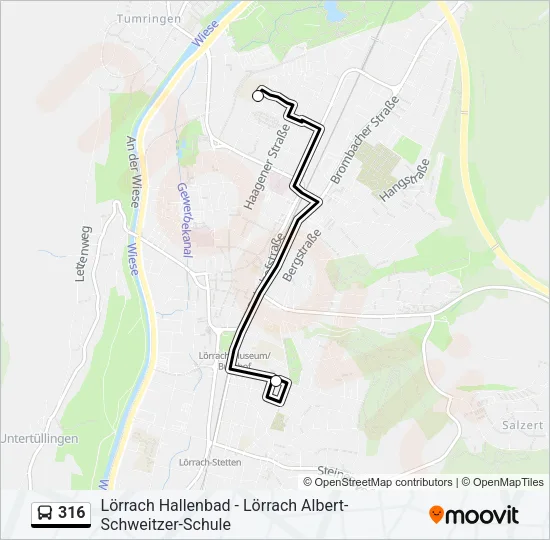 Автобус 316: карта маршрута