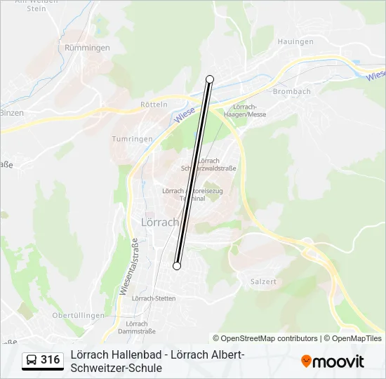 316 Bus Line Map