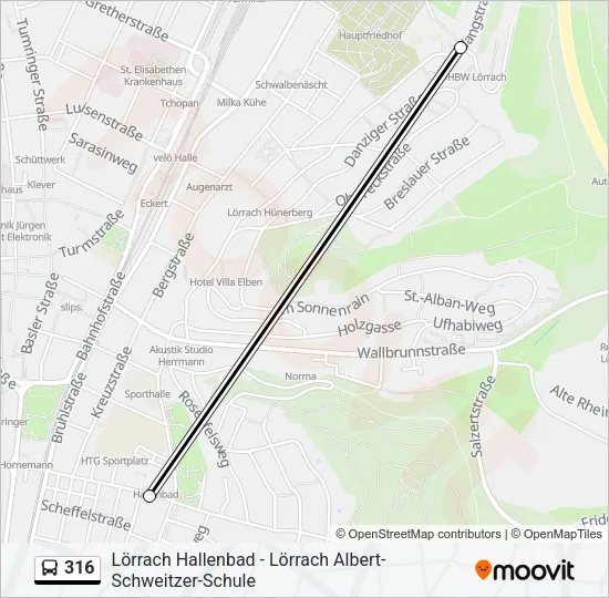 316 Bus Line Map