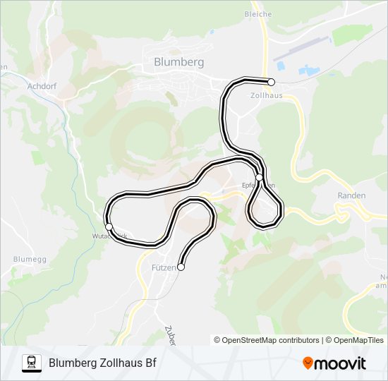 FÜTZEN BAHNHOF - BLUMBERG ZOLLHAUS BF Train Line Map