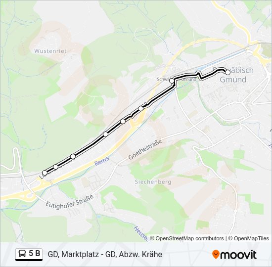 Автобус 5 B: карта маршрута