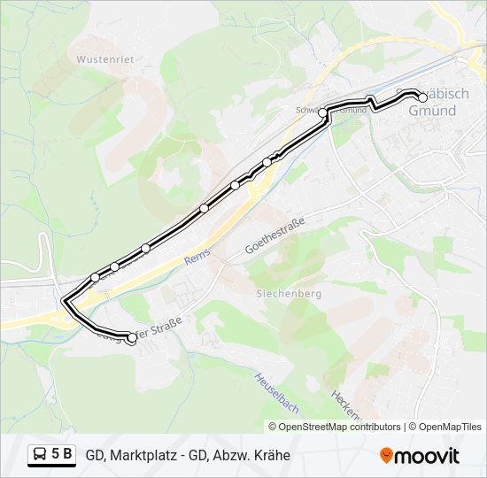 Автобус 5 B: карта маршрута