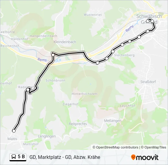 5 B Bus Line Map
