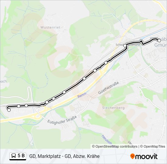 Автобус 5 B: карта маршрута