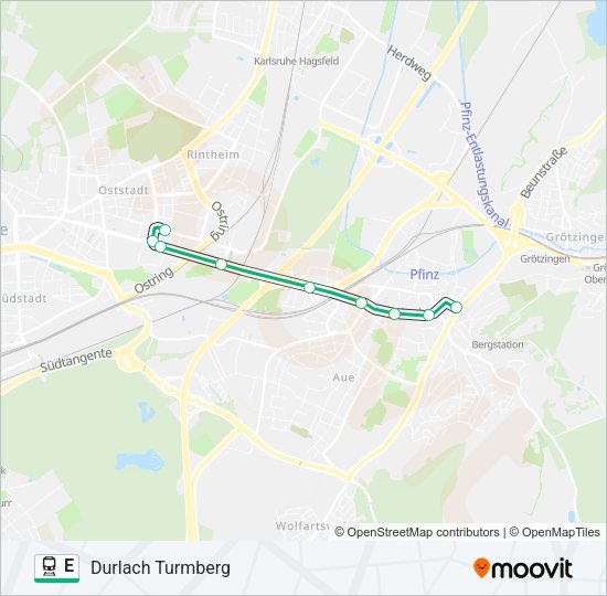 Поезд E: карта маршрута