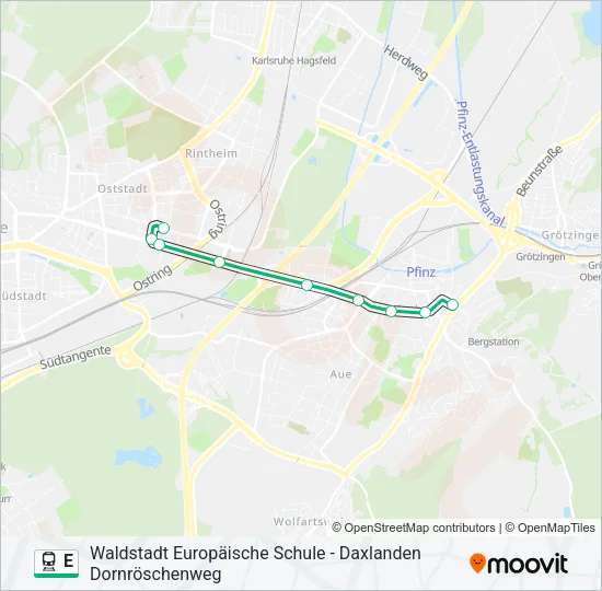 Поезд E: карта маршрута