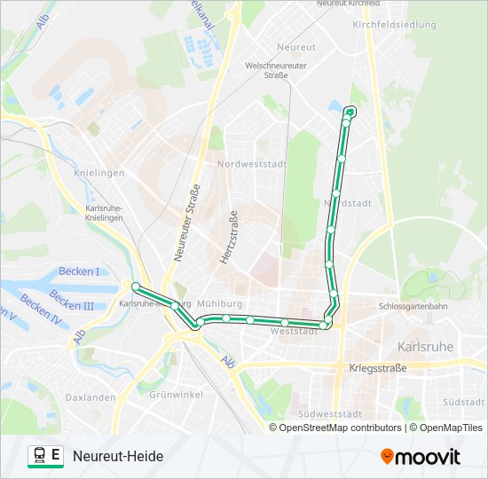 Поезд E: карта маршрута