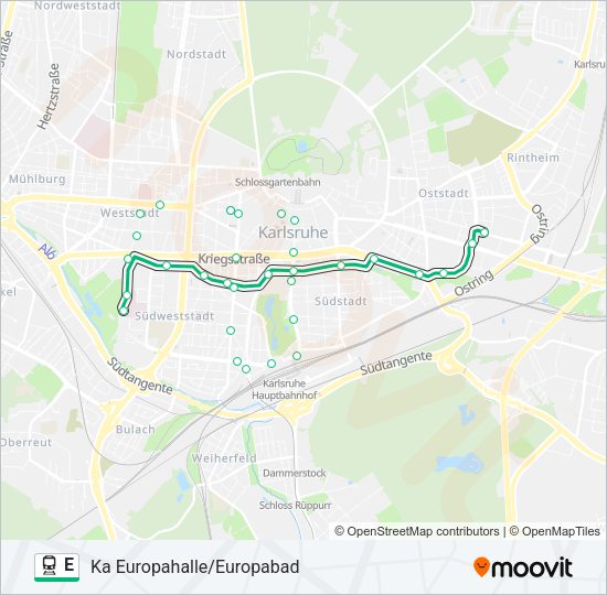 Поезд E: карта маршрута