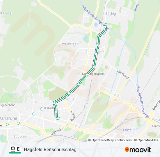 Поезд E: карта маршрута