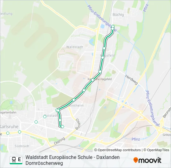 Поезд E: карта маршрута