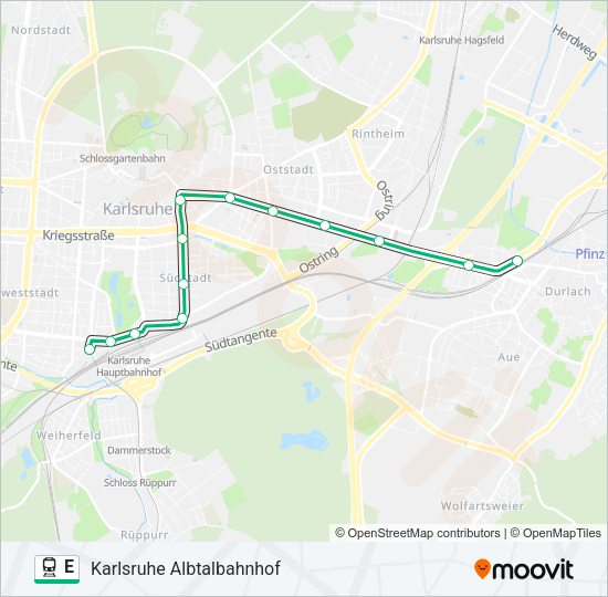 Поезд E: карта маршрута