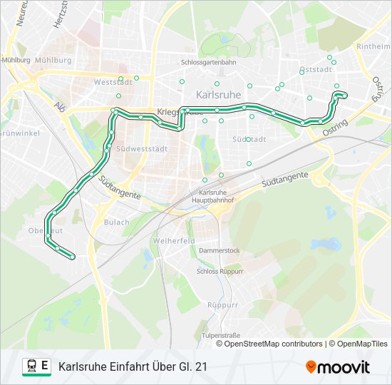 Поезд E: карта маршрута