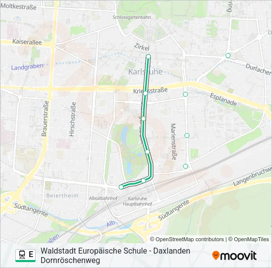 Поезд E: карта маршрута