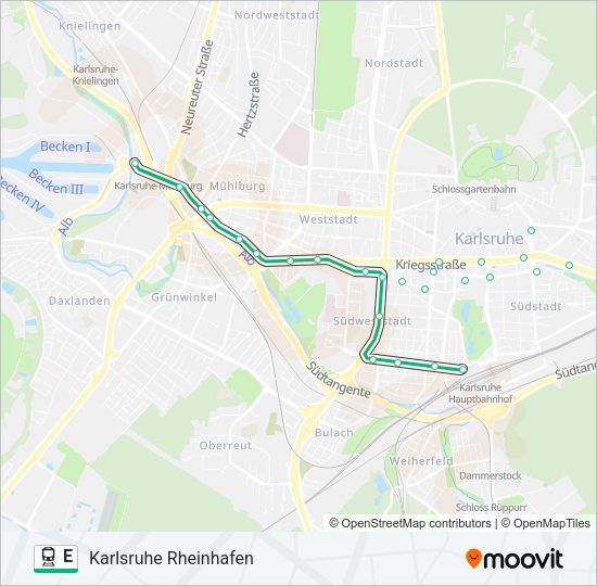 Поезд E: карта маршрута