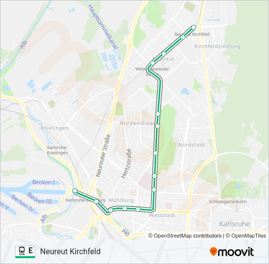 Поезд E: карта маршрута