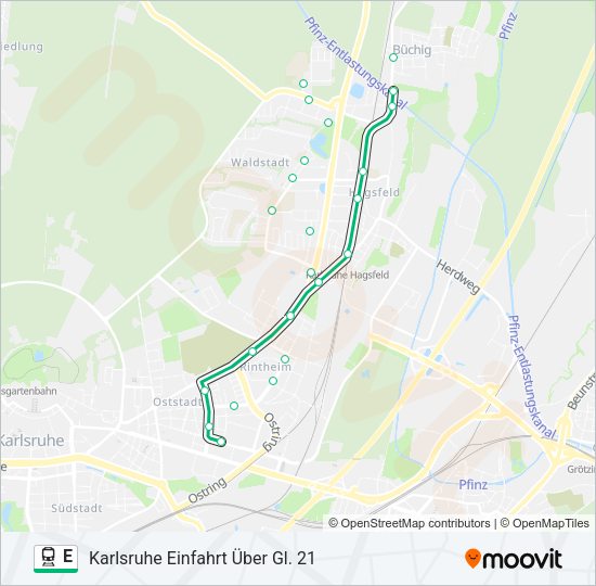 Поезд E: карта маршрута