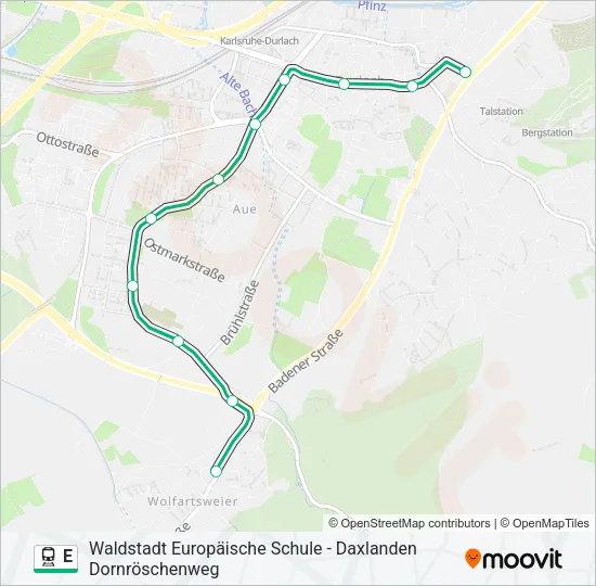 Поезд E: карта маршрута